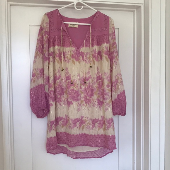 Spell X Free People coco lei floral embroidered pink tunic dress - Picture 1 of 7